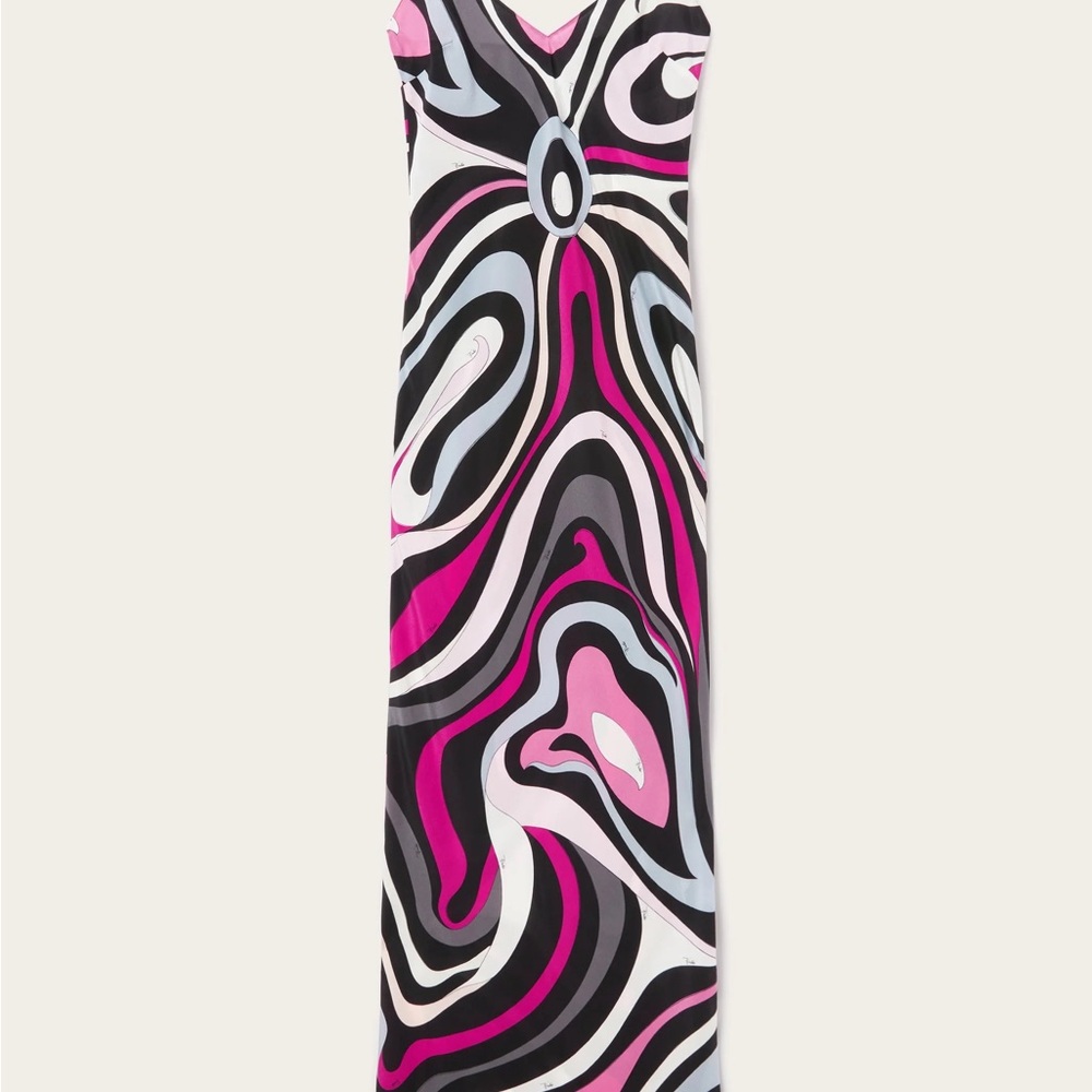 PUCCI 2025 SILK MAXI MARMO PRINT DRESS